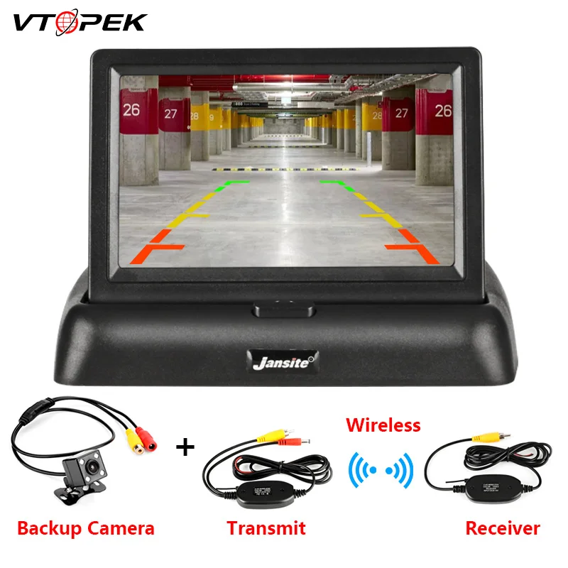 

4.3 Inch TFT LCD Foldable Car Monitor Display Wireless Cameras DVD VCR Reverse Camera Parking System for Car Rearview Monitors