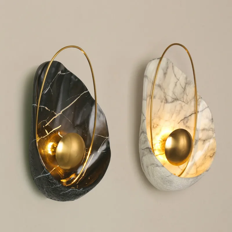 

Nordic Simple Marble LED Wall Lamp The Hallway At The Head of The Living Room Stair Wall Is Decorated with Lamps