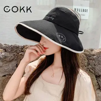 

COKK Hat Women Summer Fashion Ladies Floppy Sun Hats For Women Foldable Outdoor Casual Beach Hat Female Big Wide Brim Gorros New