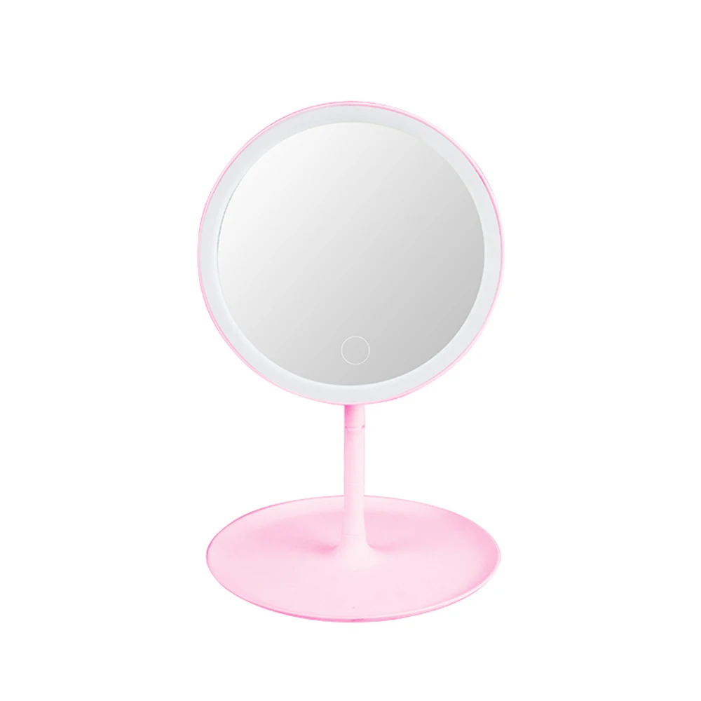 Светодиодный светильник, зеркало для макияжа с плавной регулируемой яркостью, косметическое зеркало, регулируемое настольное зеркало для макияжа, домашнее, дорожное, 2 цвета, Прямая поставка - Цвет: Розовый