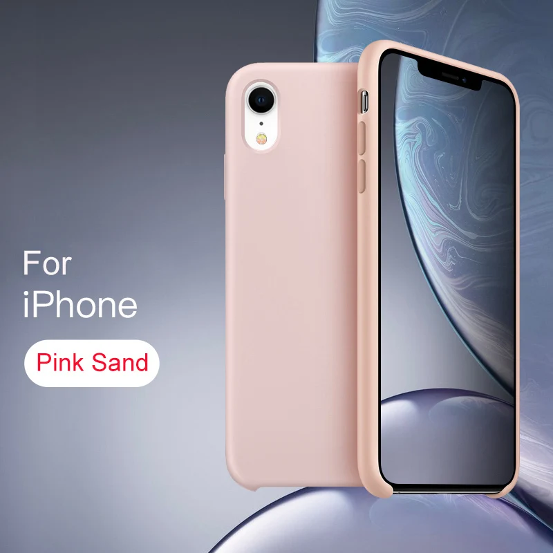 Официальный силиконовый чехол для iPhone 11 Pro MAX XR X Xs MAX чехол s для apple iPhone 7 8 Plus 6 6s 5 5S SE чехол с логотипом - Цвет: Sand Pink