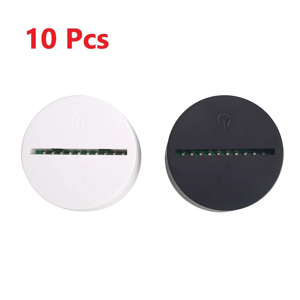 10Pcs ABS 3D Lamp Bases Night Light Base Holder USB Cable Touch 7 Color-Adjust Light Base Bulk Lighting Accessories Wholesale