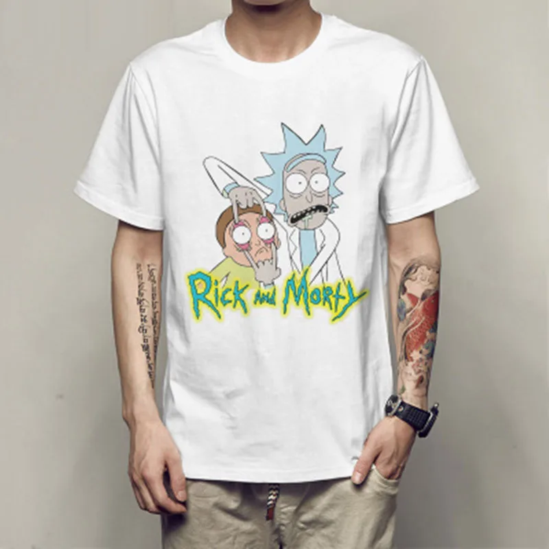 Мужская футболка с круглым вырезом, свободная футболка с принтом rick and morty, Новые повседневные футболки топы