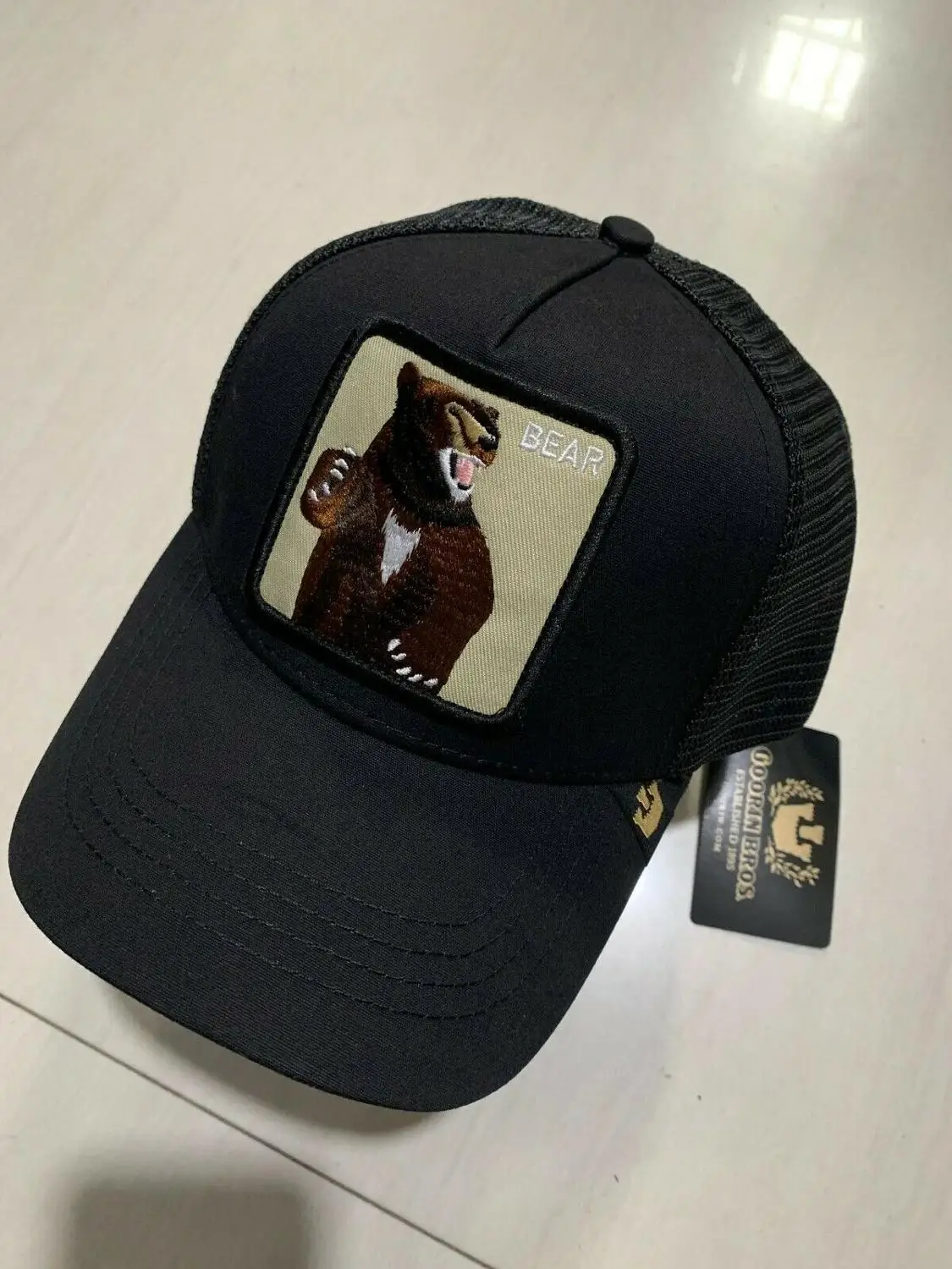 BEAR-BLACK Новая летняя Кепка водителя грузовика сетчатая бейсболка хип-хоп кепка для мужчин бейсболка с вышивкой медведь-черный - Цвет: BEAR-BLACK