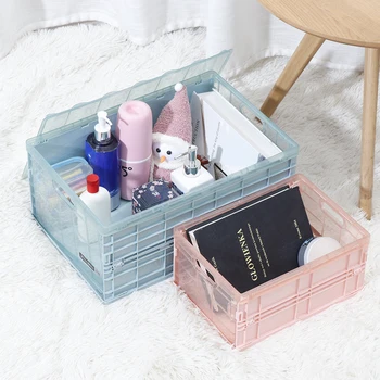 

Collapsible Plastic Storage Crate Household Sundries Storage Case Portable Stackable Home Garage Warehouse Desktop Storage Box