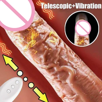 Automatic Telescopic Heating Dildo Vibrator Sex Machine Realistic Penis Vibrator For Women Sex Products Female Adult Massager 5
