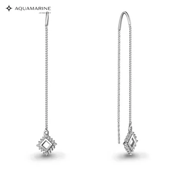 

Earrings long AQUAMARINE with cubic zirconia, silver 925