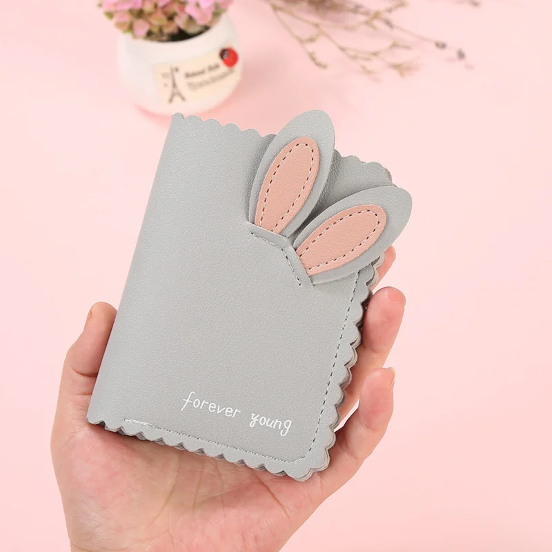 Новые модные женские кошельки Kawaii, милый кролик, держатель для карт, маленький кошелек, женский короткий дизайнерский Кошелек для монет, кошелек для девушек, держатель для денег