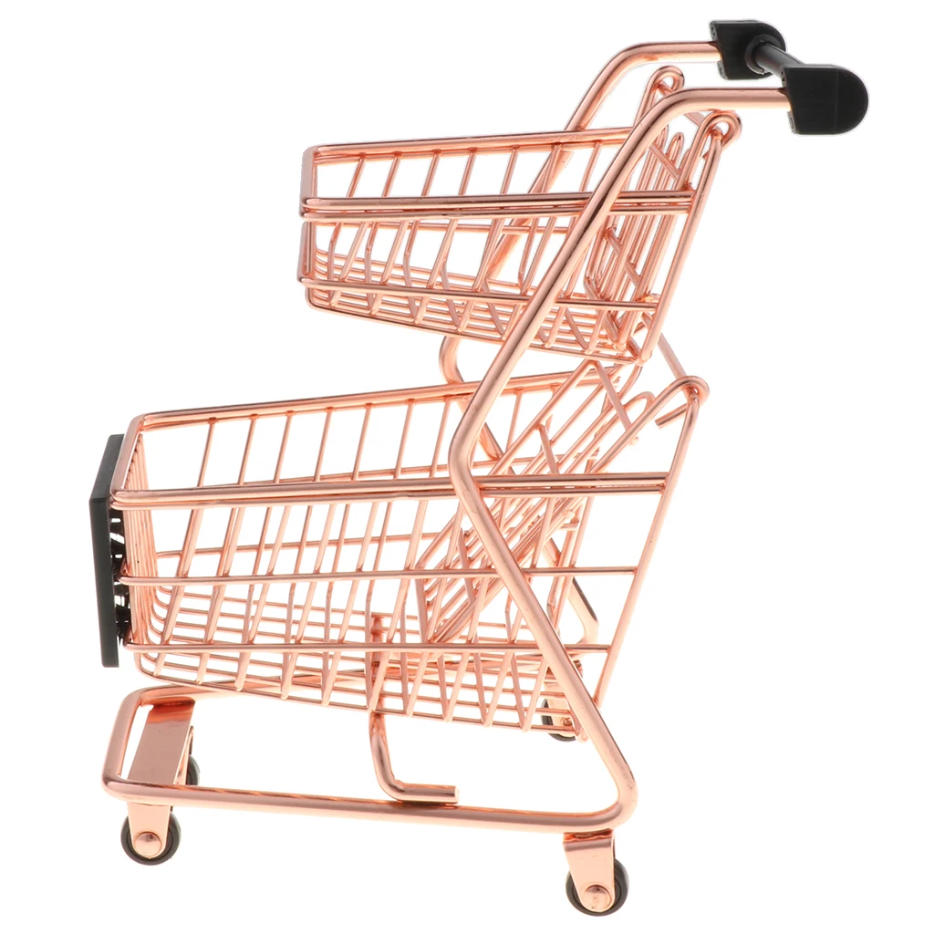 Supermarket Handcart Shopping Utility Cart Model Desk Holder Organizer Desk Accessory Decor