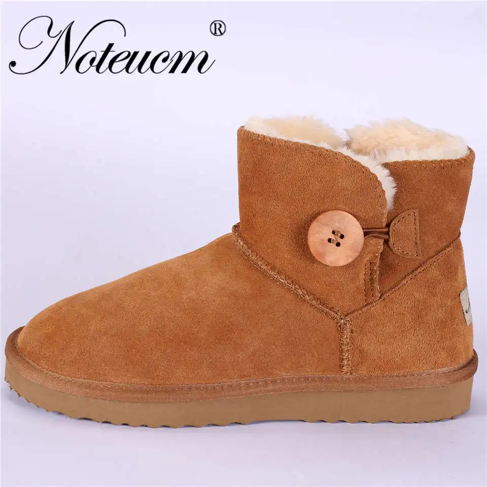 Scarpe/зимние короткие классические женские зимние ботинки из натуральной кожи с желтыми пуговицами; женская австралийская обувь с искусственным мехом; пушистые ботинки donna