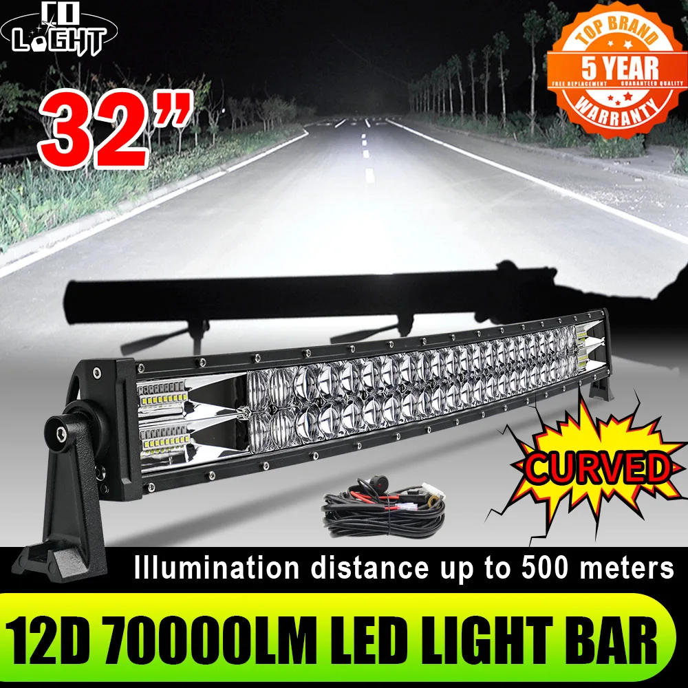 Двурядный 32 дюймовый изогнутый СВЕТОДИОДНЫЙ светильник CO LIGHT 620 Вт внедорожный