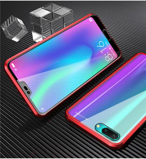 Красный 360 полный защитный Магнитный чехол для huawei Honor 10 чехол Передняя Задняя крышка из закаленного стекла для Honor V10 чехол для Honor 10i - Цвет: Красный