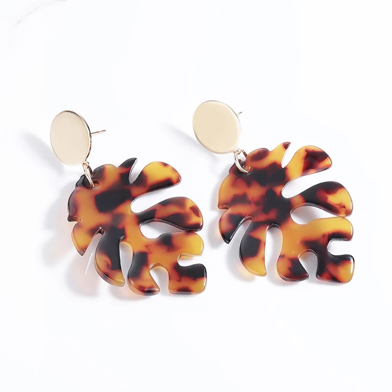 

Tortoiseshell Tropical Palm leaf Earrings For Women Plant Shape Acrylic Earrings Fashion Jewelry Eardrop Bohemian Jewelry Gifts