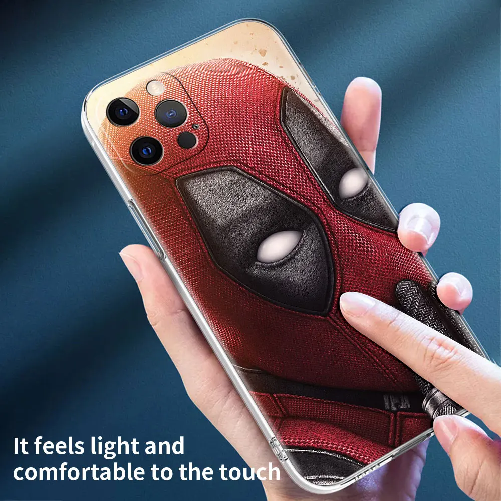 iphone 13 pro phone case Deadpool Marvel Dead Pool Funda for iPhone 13 12 Min 11 Pro Max Case 7 +XR X 8 6 6S Plus 5 5s SE Transparent Soft Phone Cover apple 13 pro max case