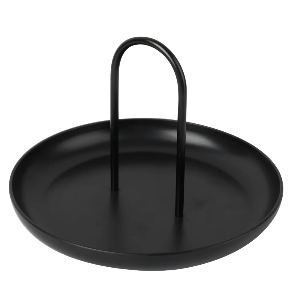 

1pc Round Tray Sundries Tray Practical Desktop Plate with Handle Jewelry Plate for Table Home