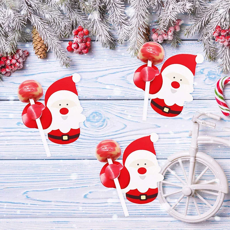 50 шт./упак. Симпатичные DIY Санта Клаус шаблон бумажные приглашения карты леденец открытки Рождественский Подарочный пакет Декор