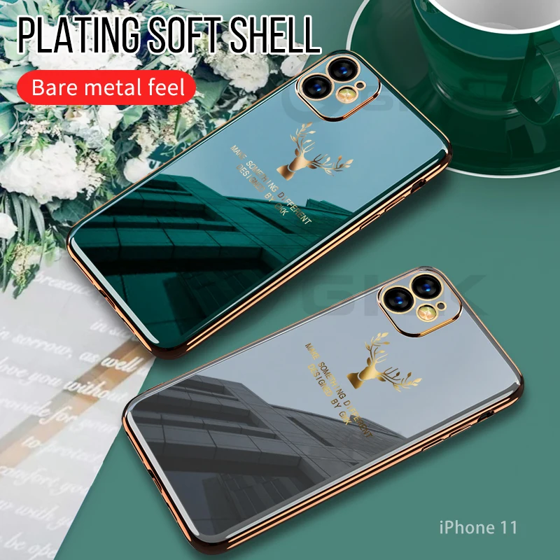 GKK роскошный мягкий ТПУ чехол с покрытием для Iphone 11 Pro Max X XS XR 6 6s 7 8 plus SE 2020