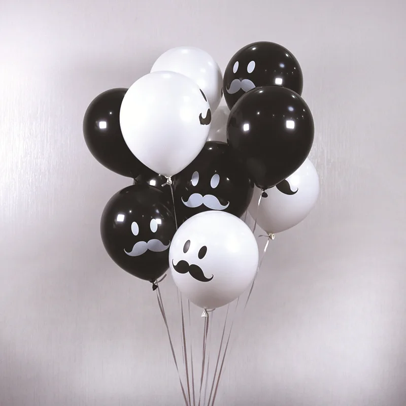 Ballons moustache en Latex, 20 pièces/lot, noir et blanc barbe