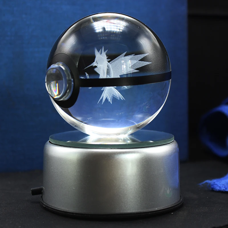 Zapdos Design Crystal Pokeball Poke Ball 3d Led Base Paperweight