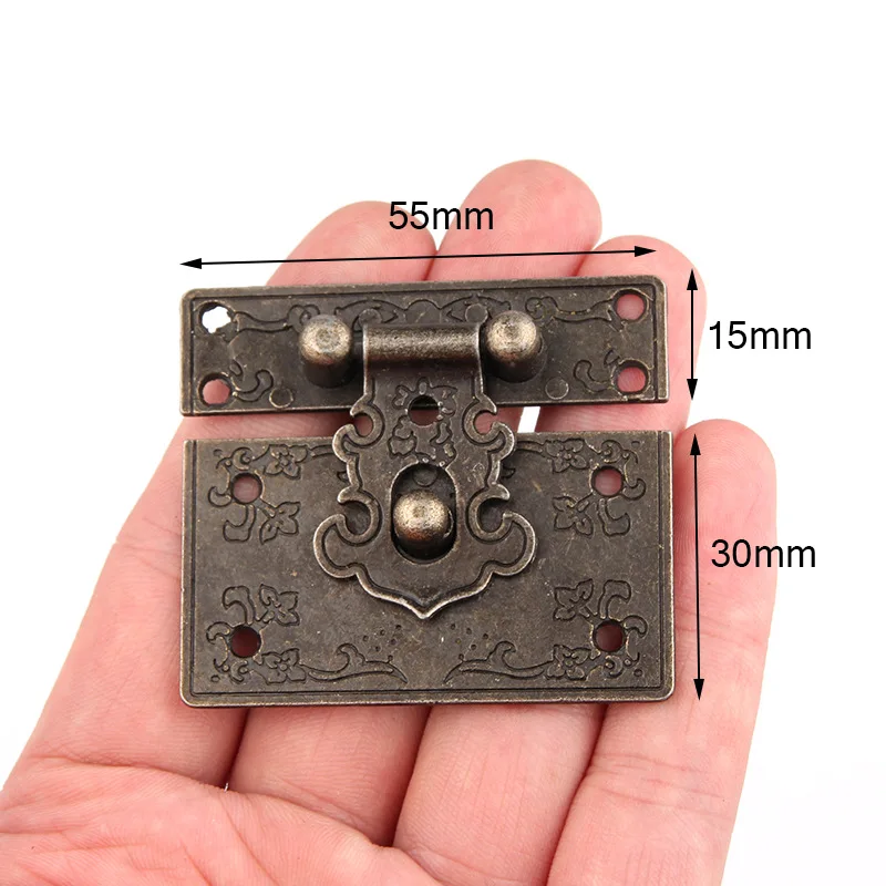 

1PC 55*45mm antique style Hardware Bronze Wooden Box Cabinet Toggle Latch Hasp Gift Wine box buckle