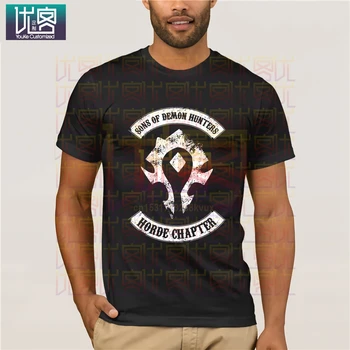 

World Of Warcraft Sons of demon hunters - horde T-Shirt Clothing O Neck Cotton Tees Tops Casual Tees 100% Cotton Clothes T Shirt