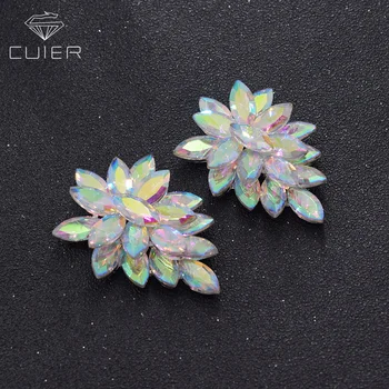 

30pcs/lot top shing clear AB glass strass sew on rhinestone appliques for sewing festival decorations wedding dress buttons