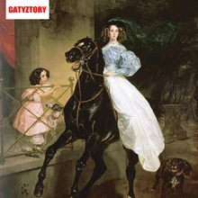 GATYZTORY 5D алмазная живопись Полная площадь DIY домашний декор мозаика Стразы Картина на холсте с логотипом на заказ девушка верхом лошадь