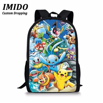 

IMIDO Pokemon Pikachu Teenagers Kids Backpacks School Bags Back pack Boys Girls Cartoon Schoolbag Infantil School Bags Mochila