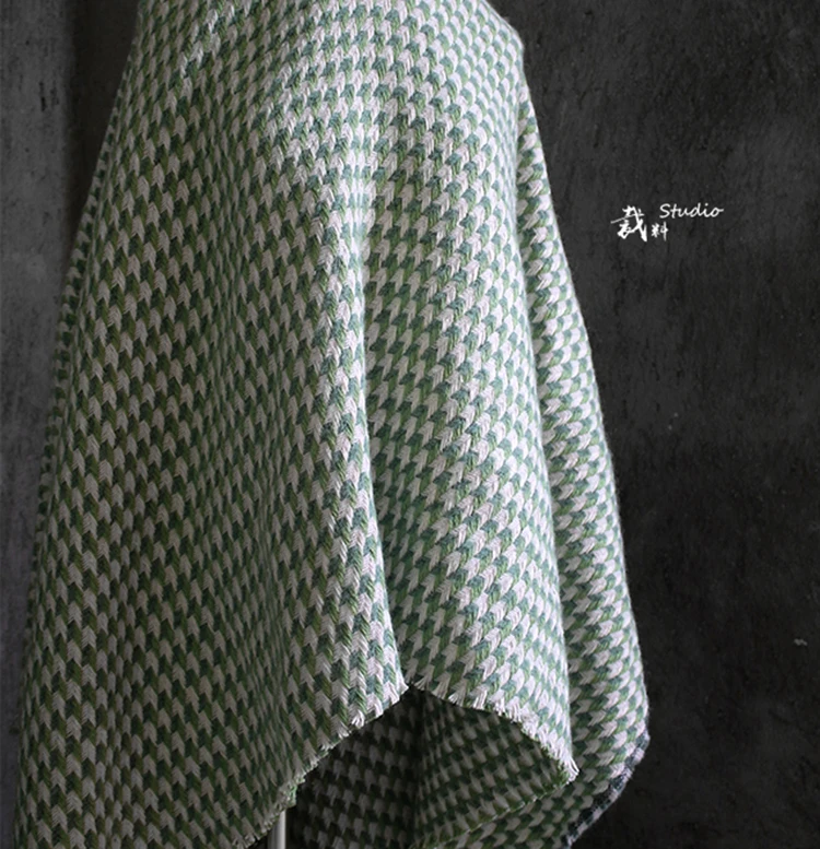 Осенне-зимнее плотное шерстяное зеленое клетчатое пальто одежда в клетку дизайнерская Оригинальная Ткань для лоскутов