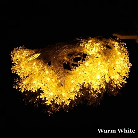 Warm white Праздничный DC5V USB питание 10 м 60 светодиодов новогодняя елка; Снег хлопья светодиодные гирлянды Сказочный свет Рождественские вечерние украшения для дома - Испускаемый цвет: Warm white