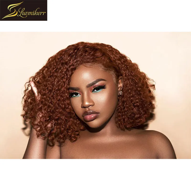 Ginger Mongolian 13 × 6 Кудрявые Волнистые человеческие волосы на кружеве, парики для черных женщин, оранжевый кудрявый фронтальный парик, предварительно выщипанный Glueless