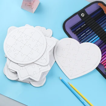 

Blank Coloring Puzzle Paper White Mold Board Children DIY Production Puzzle Coloring Graffiti Painting Children Educational Toys