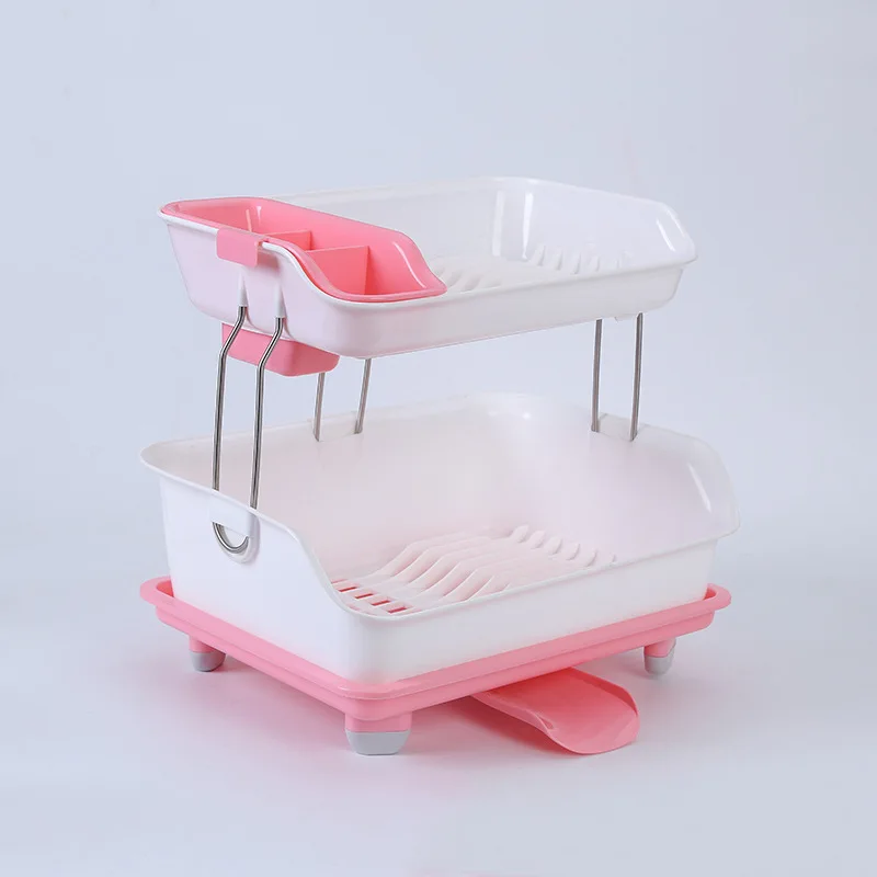 

Kitchen Supplies Creative Storage Multi-Purpose Seperated Drain Basket Double Layer Dish Rack Living Room Bowl Organizing Shelf