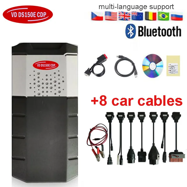 Высокое качество,0 keygen VD ds150e cdp Bluetooth для delphis autocomes автомобильные грузовики vd TCS CDP PRO OBD2 диагностический инструмент - Цвет: bluetooth with cable