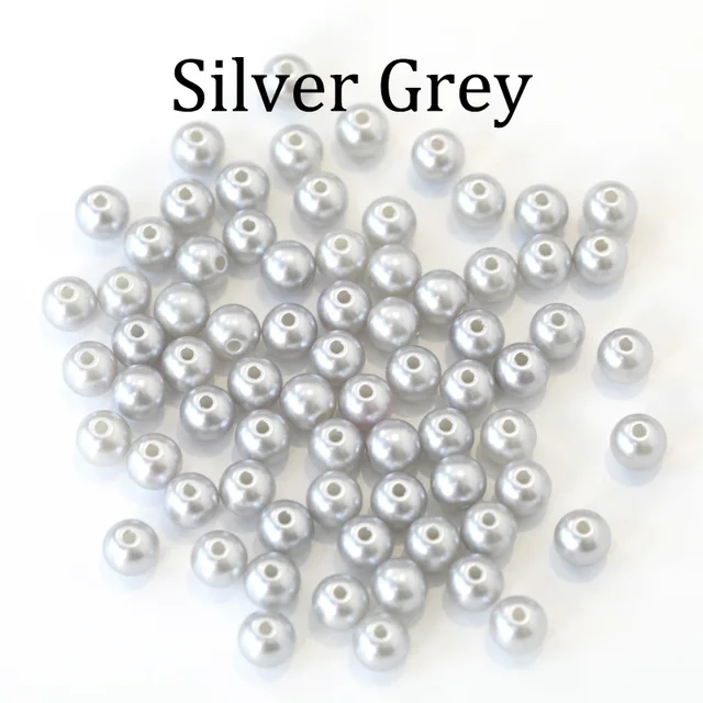 50-400Pcs/bag With Hole ABS Imitation Pearl Bead 4/6/8/10/12MM Round Plastic Acrylic Spacer Bead for DIY Jewelry Making Findings Light Gray