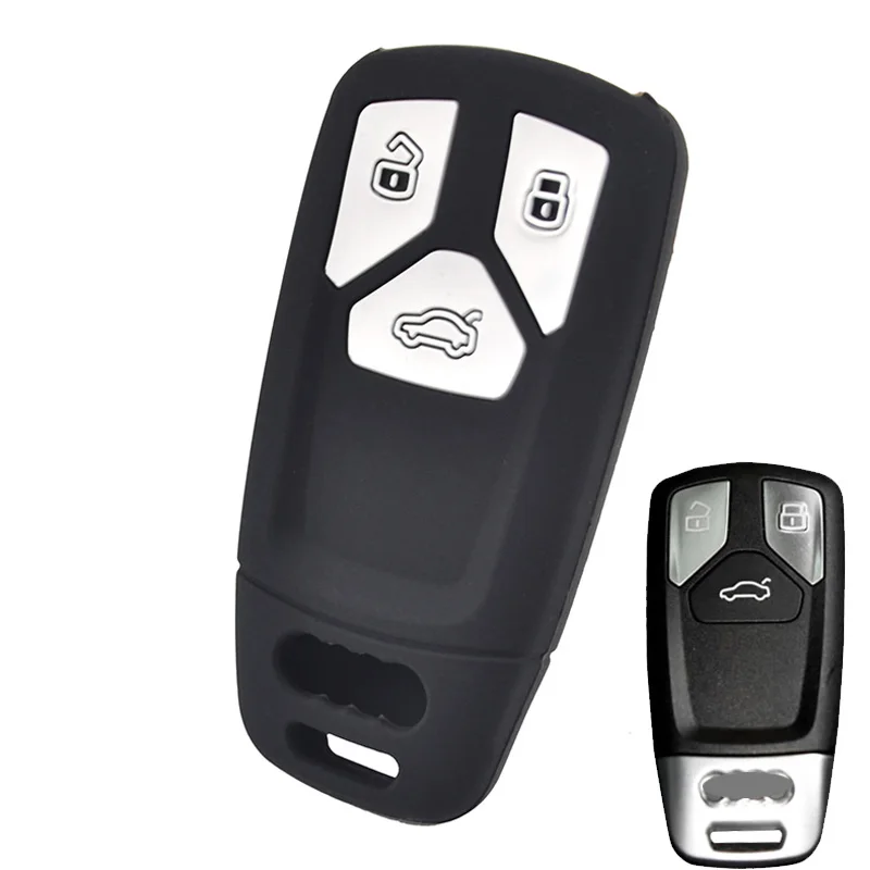 For Audi A4 Allroad B9 Q5 Q7 TT TTS 2016 2017 2018 Keyless Fob Shell Skin Keyring Chain Holder Protector Silicone Key Case Cover |