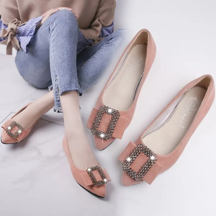 

2020 Spring And Autumn New Style WOMEN'S Shoes Square Buckle Versatile Single Shoes Comfortable Flat Top Shoes Soft Bottom Low-C