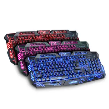 

Wired Gaming Keyboard Crack Pattern LED Illuminated Tricolor Backlight Keyboard for Computer PC Laptop