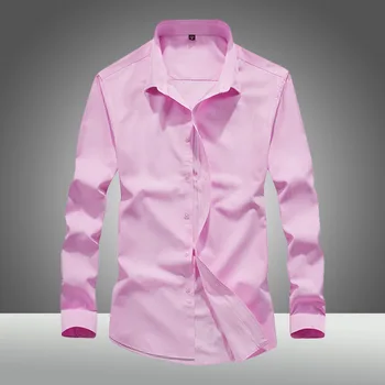 

Men Business Long Sleeve Shirt Leisure Big Code Solid Color Long Sleeve Shirt Youth Autumn