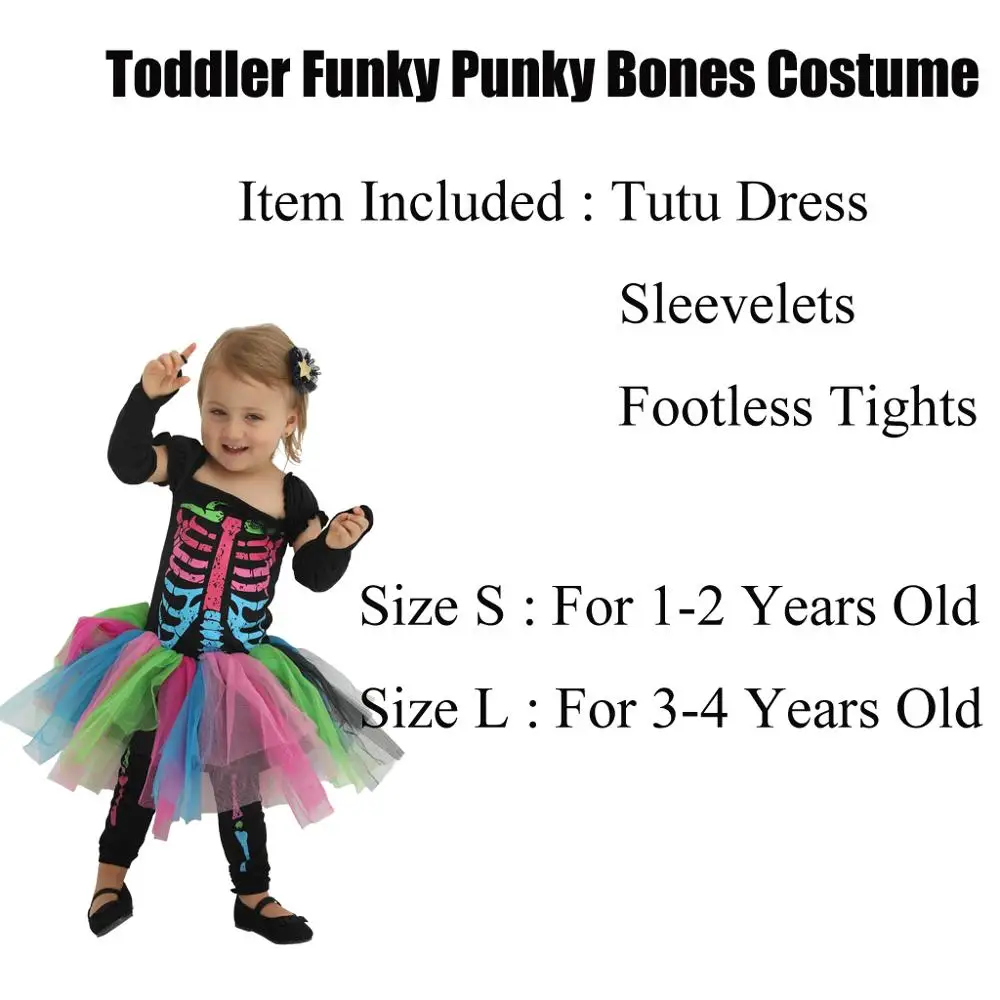 Toddler Snailify/костюм для девочек в стиле панк с изображением костей; костюмы на Хэллоуин для детей; костюм с черепом для малышей - Цвет: Toddler