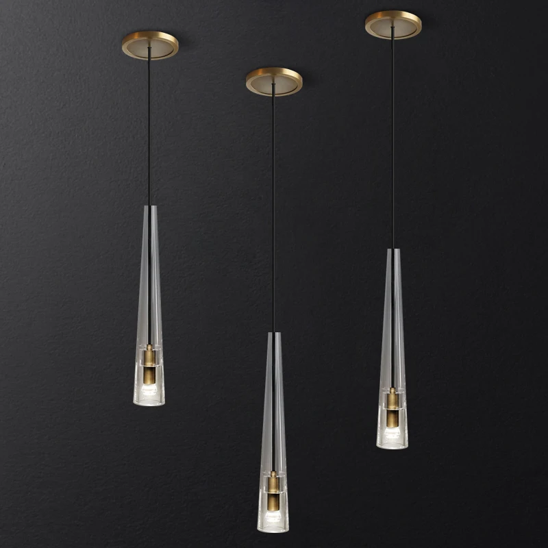 

Post-modern bedside crystal chandelier simple American bedroom restaurant bar aisle lights copper light luxury Hong Kong-style