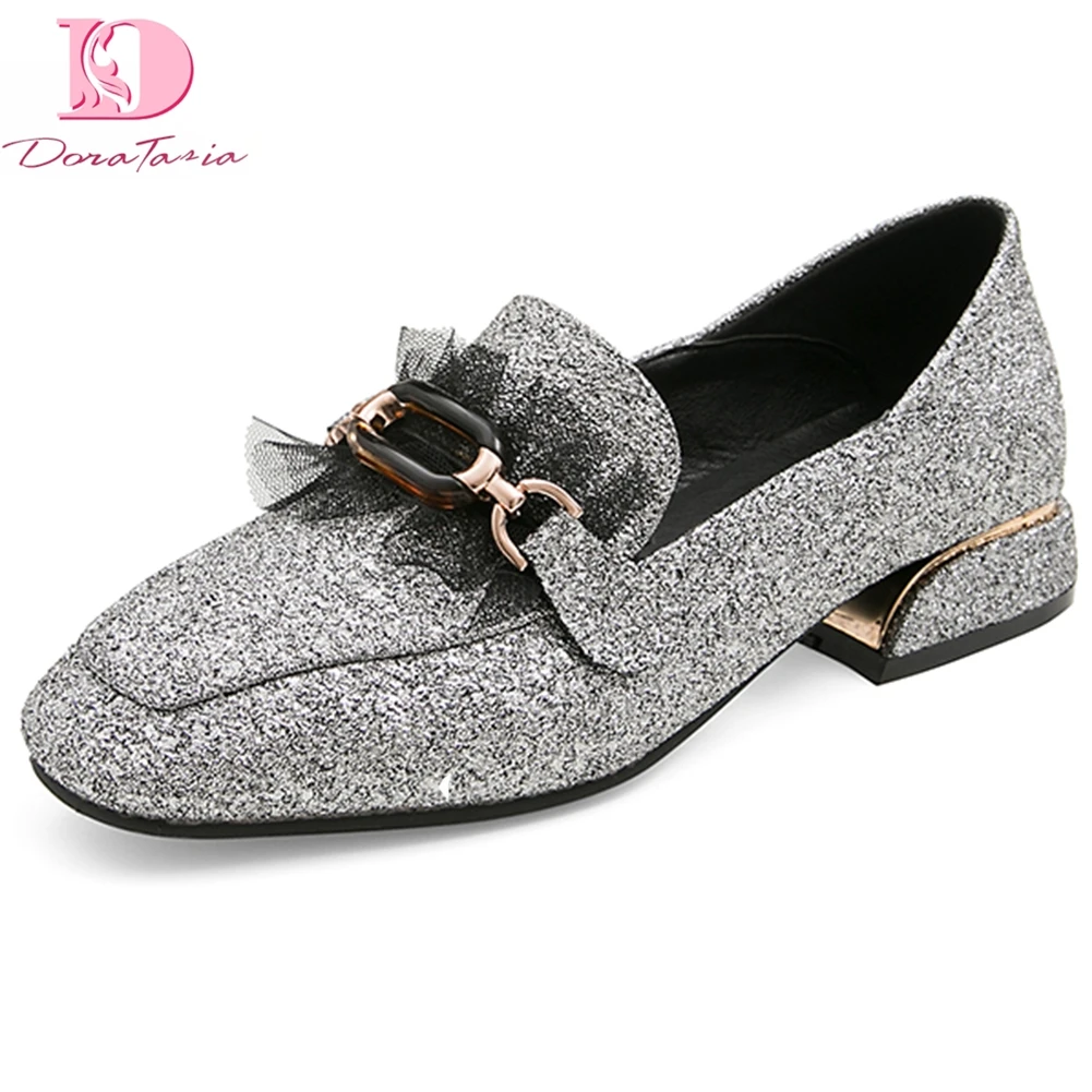 

Doratasia 2020 dropship square heels big size 50 slip on bling spring women shoes woman pumps female