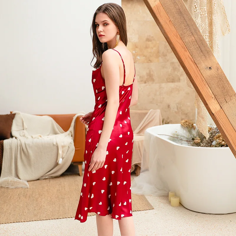 SIMISI женская ночная рубашка из искусственного шелка без рукавов с сердечками