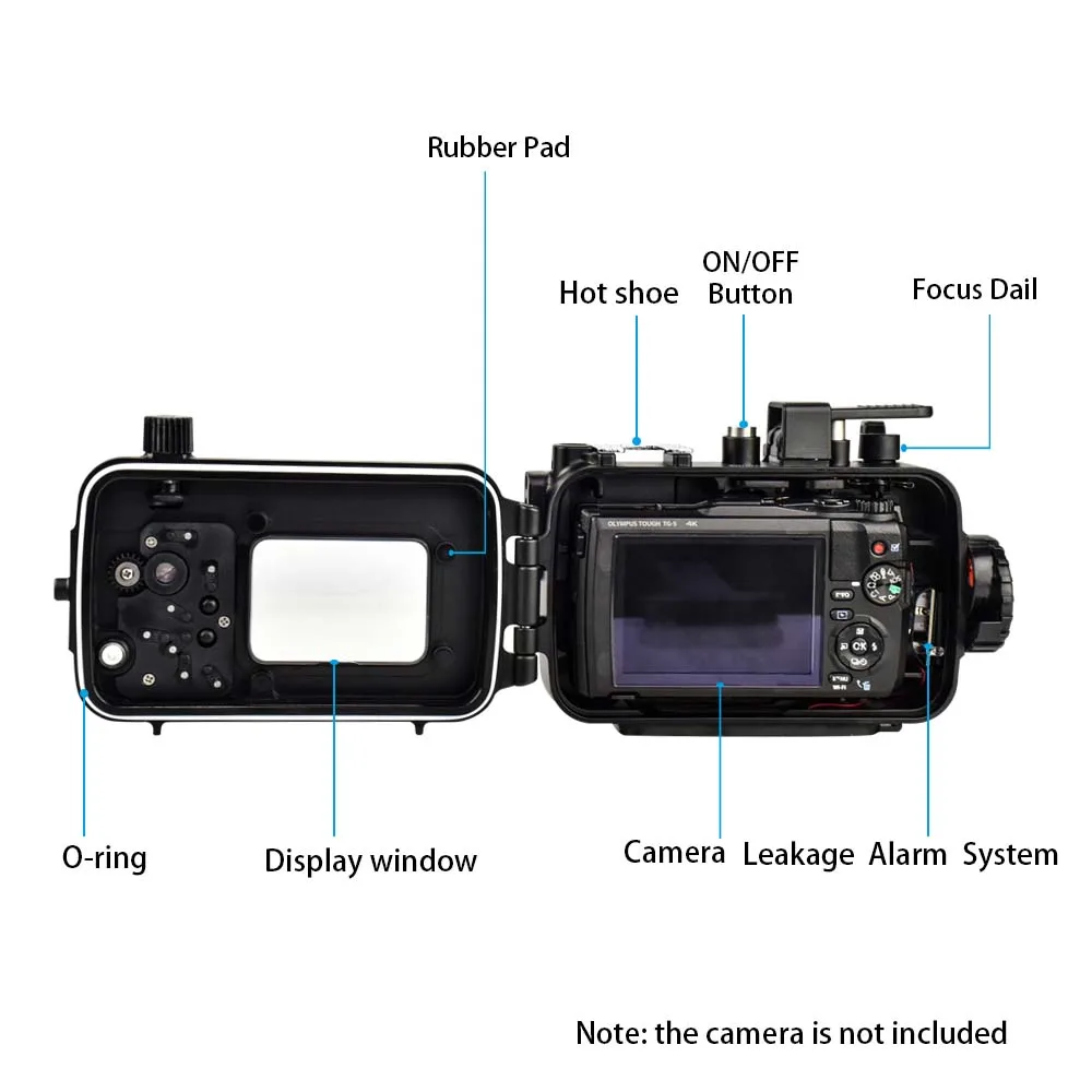 100 m/325ft для Olympus TG-5 TG5 подводный корпус с вентилятором и нагревателем алюминий(черный) Водонепроницаемая сумка для дайвинга Чехол для Olympus TG-5