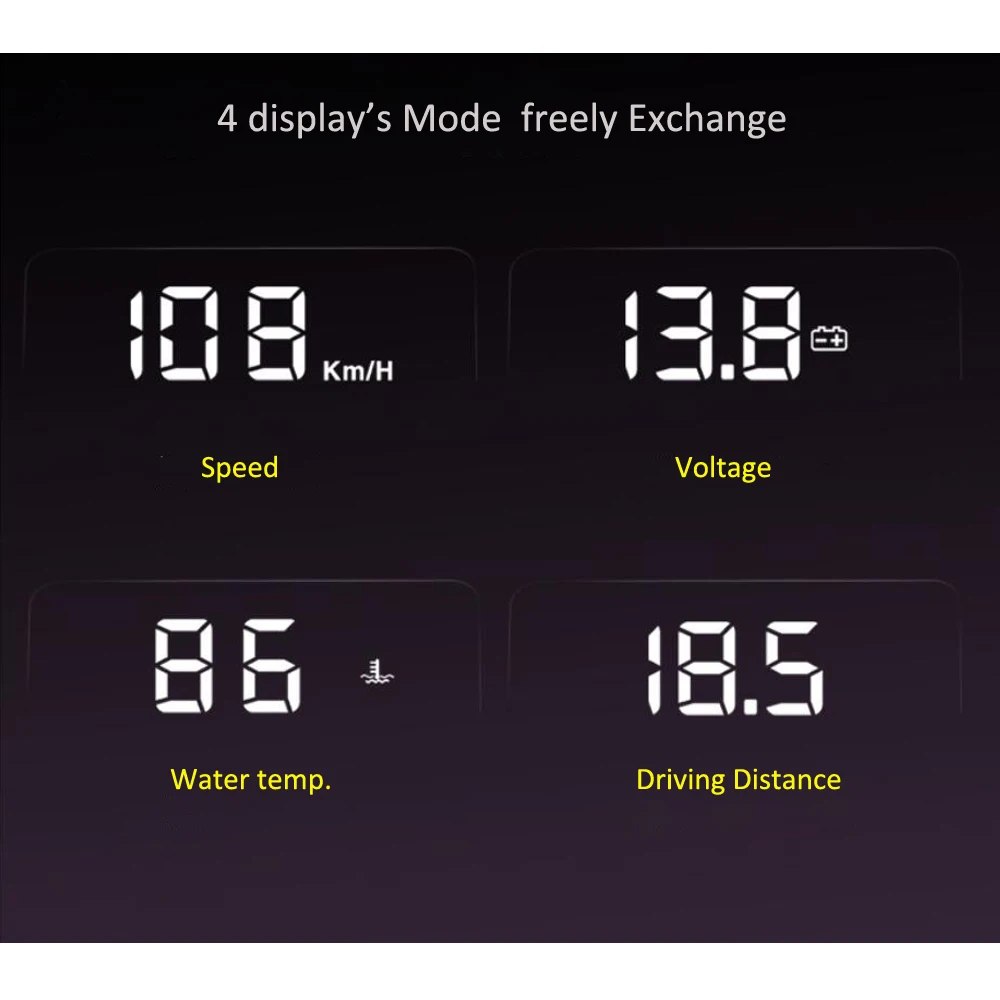 EANOP Новое умное зеркало HUD Дисплей obd2 датчик скорости лобового стекла проектор превышения скорости сигнализации напряжение температура воды монитор