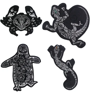 

Embroidered Lizard Patch Penguin Applique Crab Iron on Badge for Clothing Sticker Apparel Accessories 2PC P2039