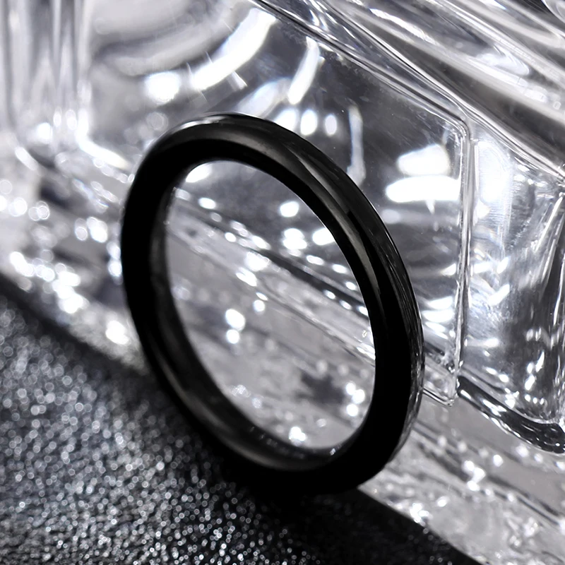JR208 Black 3mm 1 шт. крошечное тонкое кольцо 3 мм для мужчин и женщин из титана черного цвета - Цвет основного камня: JR208 Black 3mm