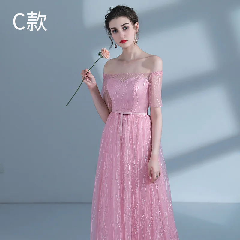 Pink C Новое серое, розовое кружевное платье подружки невесты, торжественное свадебное платье для выпускного вечера, Платье de soiree vestido de noiva - Цвет: Pink C