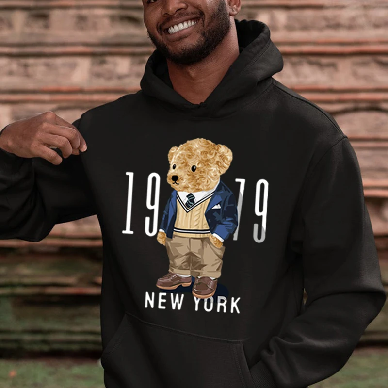 Creative Fashion Gentleman Teddy Bear Sweatshirt Autumn/Winter Thickening Plus-size Men and Women Hoodies Lovers Hoodie S-4XL