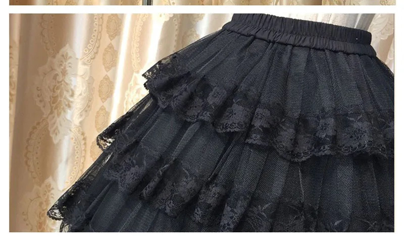 3 Layers Petticoat Crinoline Women Lolita Cosplay Skirt Princess Costume Lace Bridal Hoopless Ball Gown Underskirt Ladies